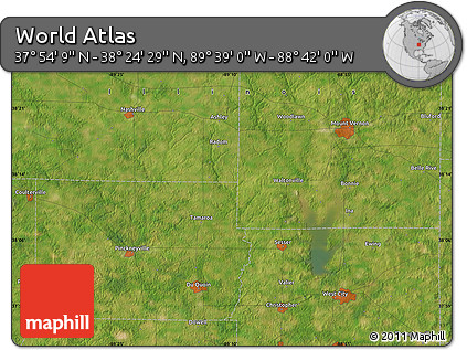 Satellite Map of the Area around 38° 9' 19" N, 89° 10' 30" W