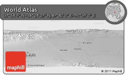 Physical Panoramic Map of the Area around 38° 9' 19" N, 90° 10' 30" E