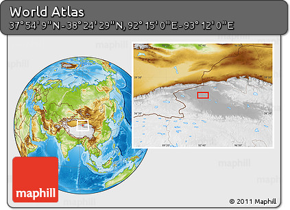 Physical Location Map of the Area around 38° 9' 19" N, 92° 43' 29" E