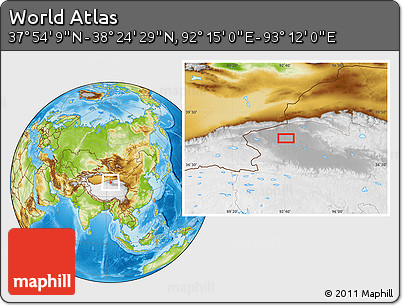 Physical Location Map of the Area around 38° 9' 19" N, 92° 43' 29" E