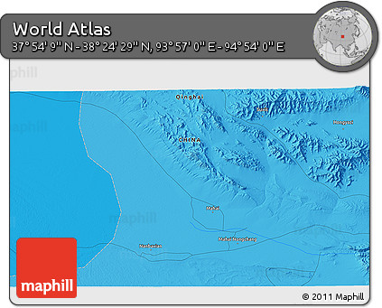 Political 3D Map of the Area around 38° 9' 19" N, 94° 25' 30" E
