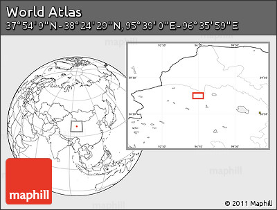 Blank Location Map of the Area around 38° 9' 19" N, 96° 7' 30" E