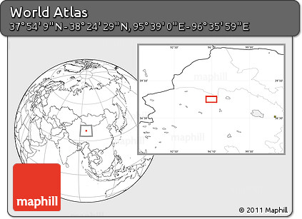 Blank Location Map of the Area around 38° 9' 19" N, 96° 7' 30" E