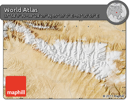 Satellite Map of the Area around 38° 9' 19" N, 96° 7' 30" E