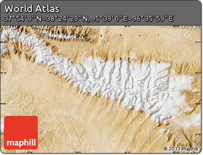 Satellite Map of the Area around 38° 9' 19" N, 96° 7' 30" E