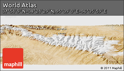 Satellite Panoramic Map of the Area around 38° 9' 19" N, 96° 7' 30" E