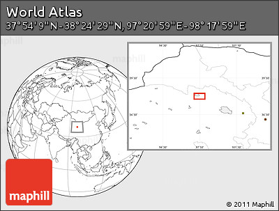 Blank Location Map of the Area around 38° 9' 19" N, 97° 49' 29" E