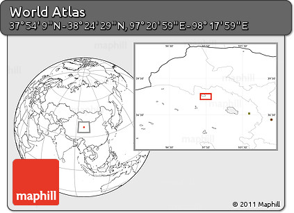 Blank Location Map of the Area around 38° 9' 19" N, 97° 49' 29" E