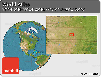 Satellite Location Map of the Area around 38° 9' 19" N, 98° 31' 30" W
