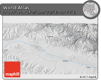 Physical 3D Map of the Area around 38° 9' 19" N, 99° 31' 30" E