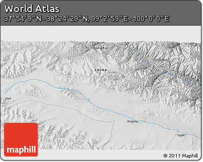 Physical 3D Map of the Area around 38° 9' 19" N, 99° 31' 30" E