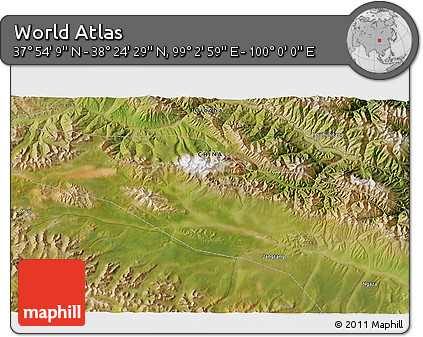Satellite 3D Map of the Area around 38° 9' 19" N, 99° 31' 30" E