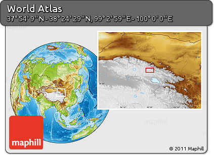 Physical Location Map of the Area around 38° 9' 19" N, 99° 31' 30" E