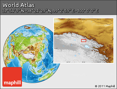 Physical Location Map of the Area around 38° 9' 19" N, 99° 31' 30" E