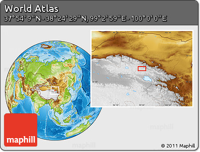 Physical Location Map of the Area around 38° 9' 19" N, 99° 31' 30" E