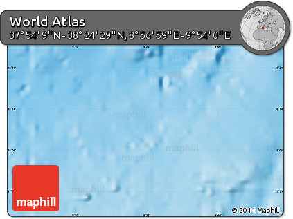 Shaded Relief Map of the Area around 38° 9' 19" N, 9° 25' 30" E
