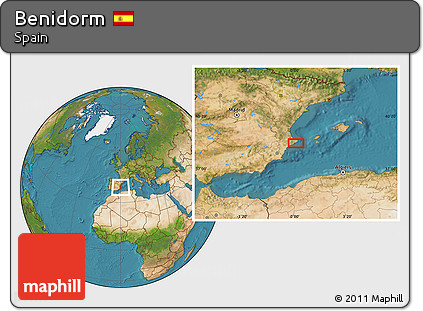 Satellite Location Map of Benidorm