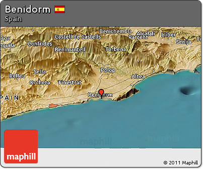 Satellite Panoramic Map of Benidorm