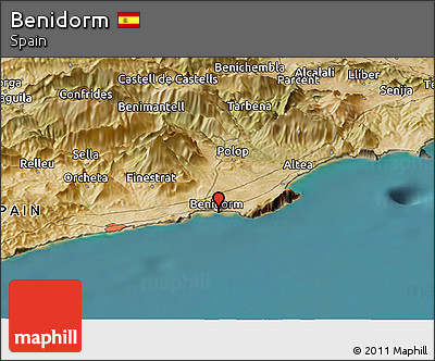 Satellite Panoramic Map of Benidorm