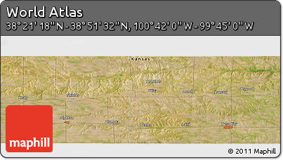 Satellite Panoramic Map of the Area around 38° 36' 25" N, 100° 13' 29" W