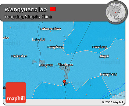 Political 3D Map of Wangyuanqiao