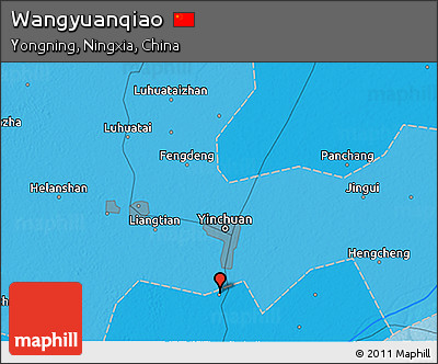 Political 3D Map of Wangyuanqiao