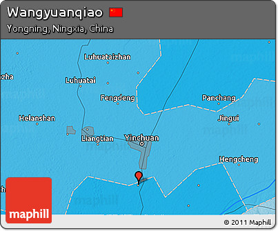 Political 3D Map of Wangyuanqiao