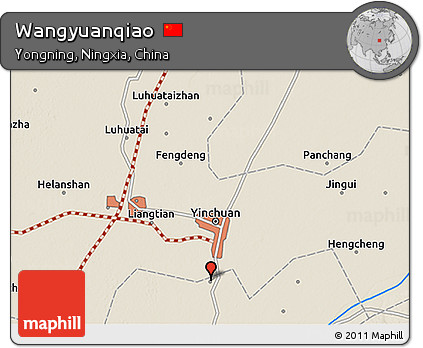 Shaded Relief 3D Map of Wangyuanqiao