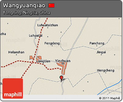Shaded Relief 3D Map of Wangyuanqiao