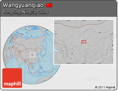 Gray Location Map of Wangyuanqiao, hill shading