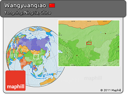 Political Location Map of Wangyuanqiao