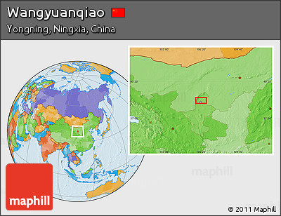 Political Location Map of Wangyuanqiao