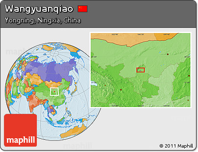 Political Location Map of Wangyuanqiao