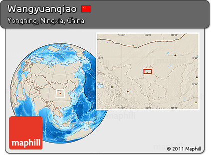 Shaded Relief Location Map of Wangyuanqiao