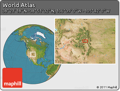 Satellite Location Map of the Area around 38° 36' 25" N, 106° 10' 30" W