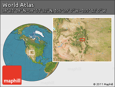 Satellite Location Map of the Area around 38° 36' 25" N, 106° 10' 30" W