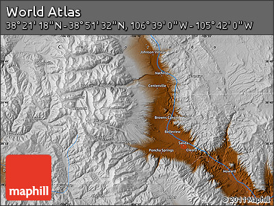 Physical Map of the Area around 38° 36' 25" N, 106° 10' 30" W