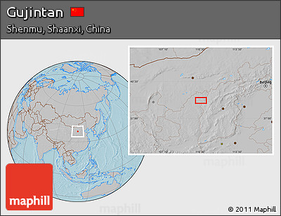 Gray Location Map of Gujintan, hill shading