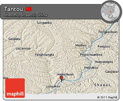 Shaded Relief Panoramic Map of Tantou