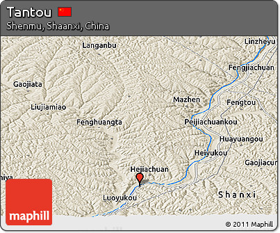 Shaded Relief Panoramic Map of Tantou