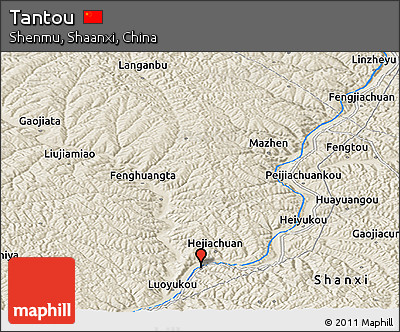 Shaded Relief Panoramic Map of Tantou