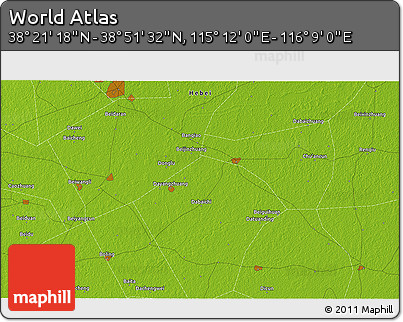 Physical 3D Map of the Area around 38° 36' 25" N, 115° 40' 30" E