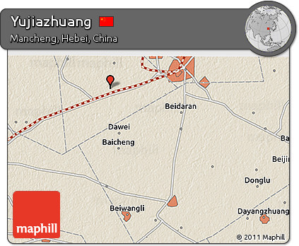 Shaded Relief 3D Map of Yujiazhuang