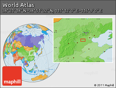Political Location Map of the Area around 38° 36' 25" N, 115° 40' 30" E