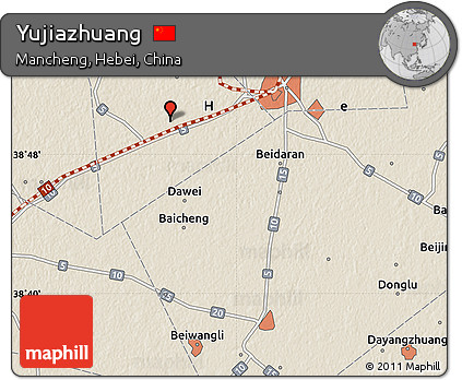 Shaded Relief Map of Yujiazhuang