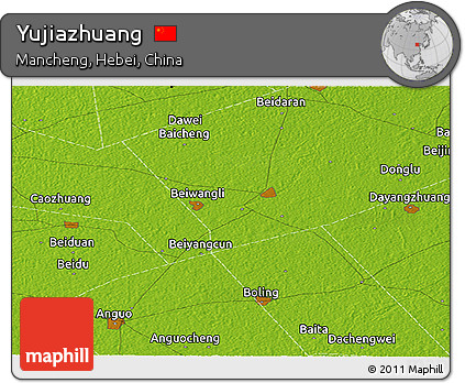 Physical Panoramic Map of Yujiazhuang