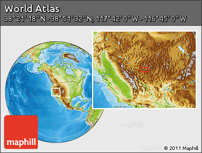 Physical Location Map of the Area around 38° 36' 25" N, 117° 13' 29" W