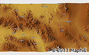 Physical 3D Map of the area around 38° 36' 25" N, 118° 4' 29" W
