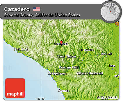 Physical Map of Cazadero