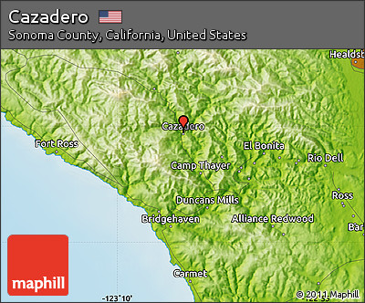 Physical Map of Cazadero